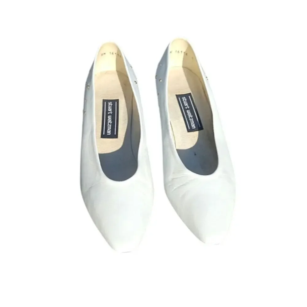 Vintage white Stuart Weitzman kitten heels sz 8W